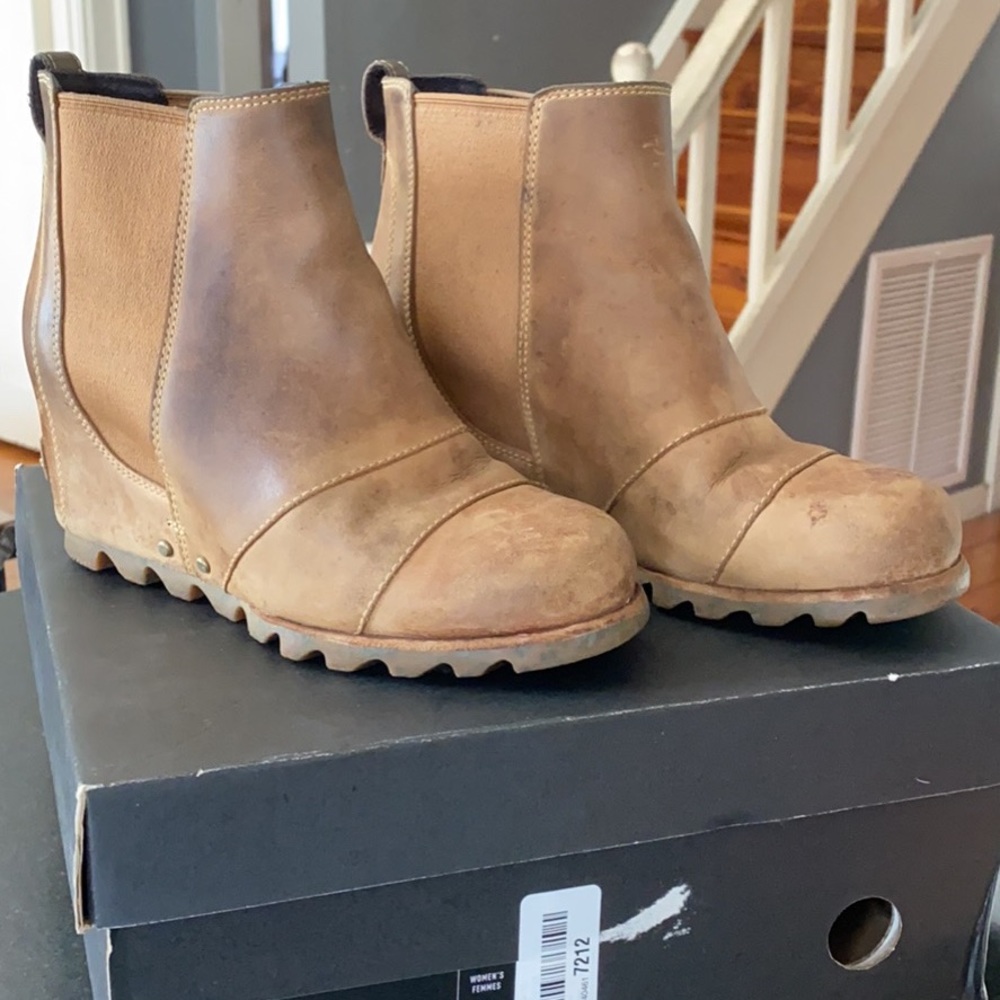 Sorel Lea Wedge, Elk/Curry, Size 6
